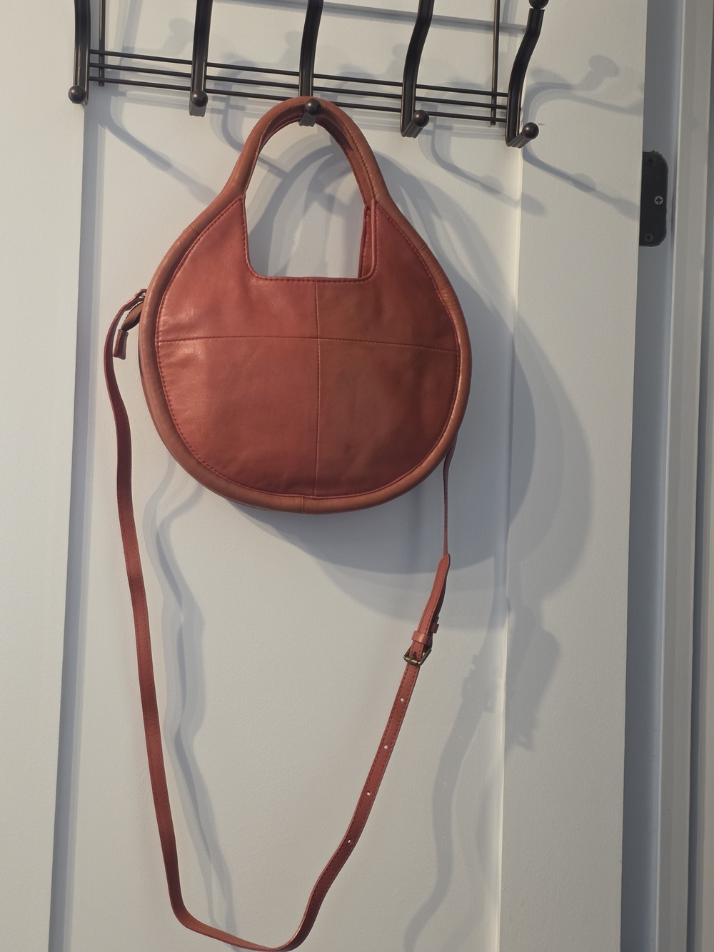 Antropologie Julien Leather  Crossbody Bag in Burnt Orange.